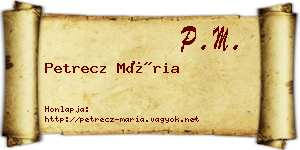 Petrecz Mária névjegykártya